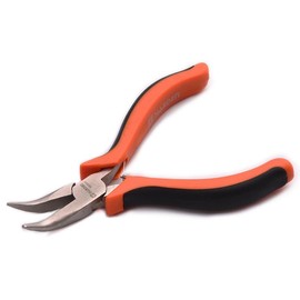 Edward Tools Mini Bent Nose Pliers 4.5” - CRV Steel with Ergonomic Handle - Mini Bent Needle Nose Pliers for Jewelry Making, Tight Places, Wide Profile Handle for Precise Use