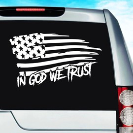 in God We Trust American Flag USA Patriotic Truck Car Decal Sticker | Multiple Sizes/Colors (8" Inch, White)