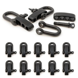 Set of 10 Stainless Steel Shackles with Adjustable Clasp for Paracord Bracelets, Cords etc. Colour: Black Ganzoo