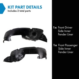TRQ TRQ Front Inner Fender Liner Set Compatible with 2014-2016 Kia Soul KI1248130 KI1248140 KI1249130 KI1249140