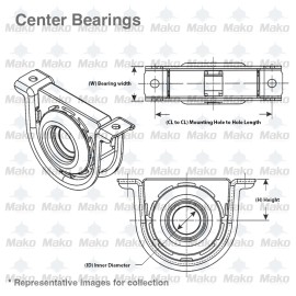 Mako 2016-2022 TOYOTA TACOMA Driveshaft Center Support Bearing 1.260" OE: 37230-09080