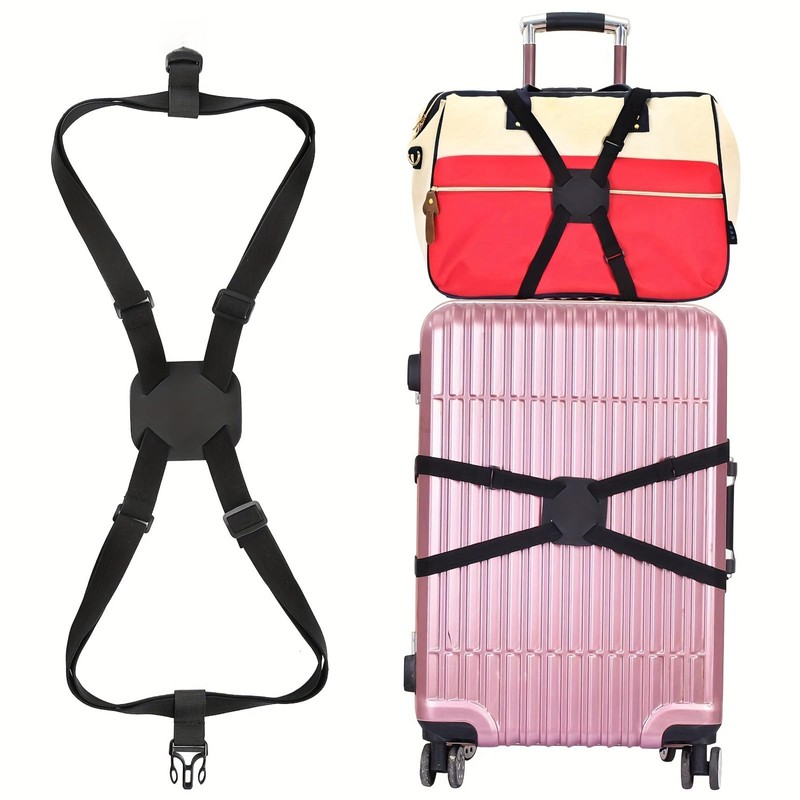 LUYING Suitcase Belt, High Elasticity, Black, 1 Piece, One-Touch Type,