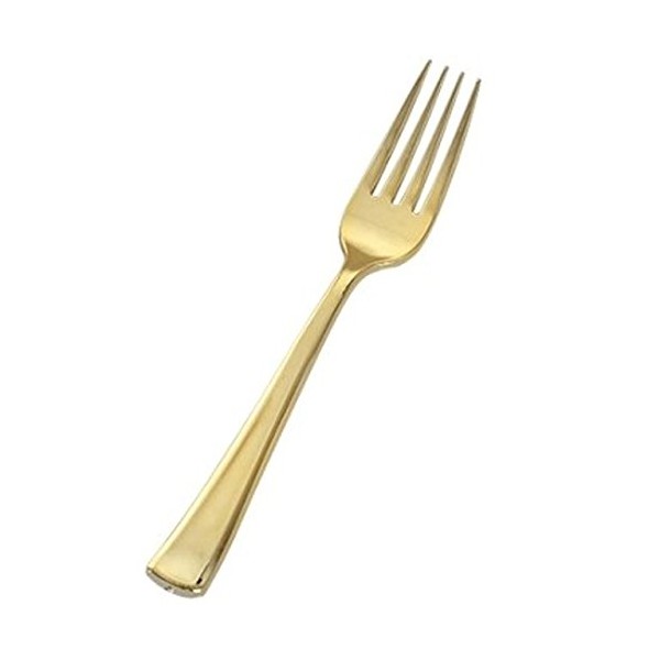 Gold Splendor Gold Plastic Forks 25ct. LOOKS LIKE REAL!