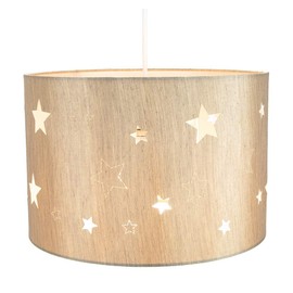 Beautiful Beige Linen Childrens/Kids Pendant/Lamp Shade with Laser Cut Stars Creates Wonderful Effect on The Walls by Happy Homewares