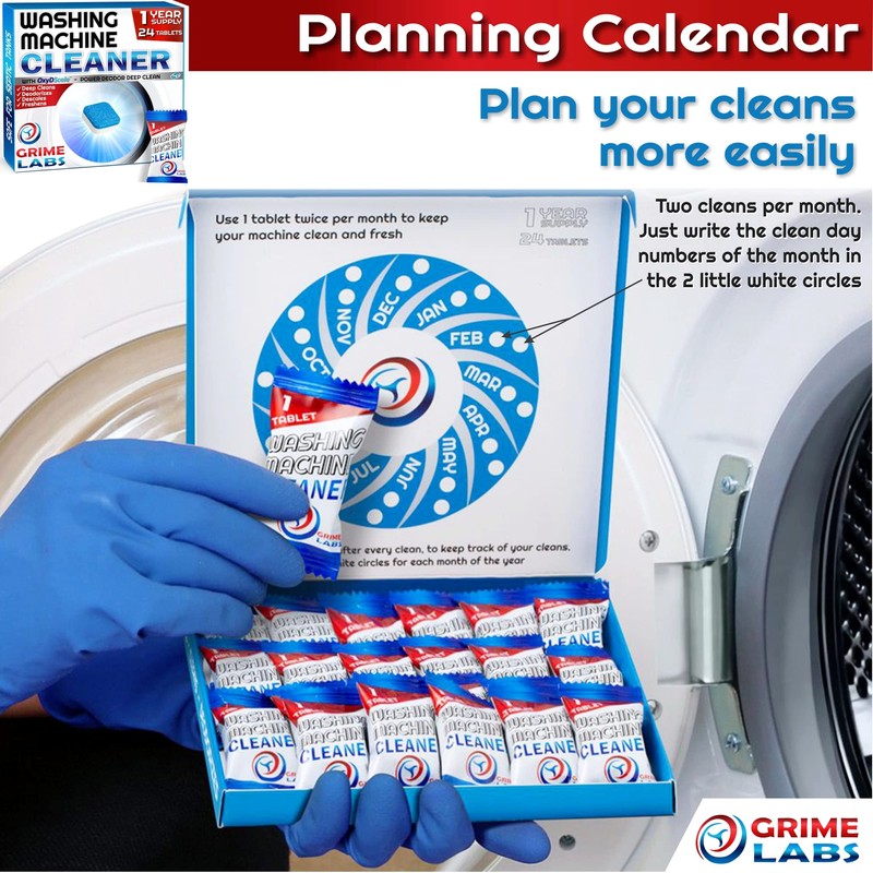 GRIME LABS Washing Machine Cleaner Tablets - Penetrating Deep Clean