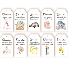 Funmemoir 50pcs Wedding Planning Wine Gift Tags Bridal Shower Tags with String Paper Hanging Labels for Bride to Be Bridal Shower Bachelorette Engagement Wedding Party Favors