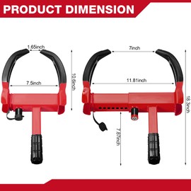 3 Pcs Wheel Lock for Cars, Heavy Duty Trailer Wheel Lock Universal Security Anti Theft Tire Clamp for Vehicles Boot Camper SUV ATV Boat Motorcycle Deterrent(Red, Black)