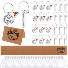 72Pcs Thank You Gift Keychain Thank You Keyring with Organza Bags and Thank You Cardfor for Staff Colleague Teacher Nurse Social Worker,Never Forget the Different You Make,Thank You for Being Awesome