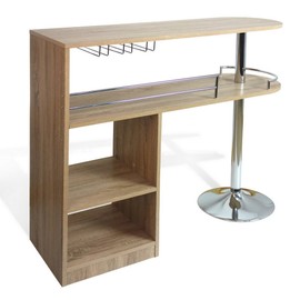 Homegear Kitchen Cocktail Bar Table - Oak