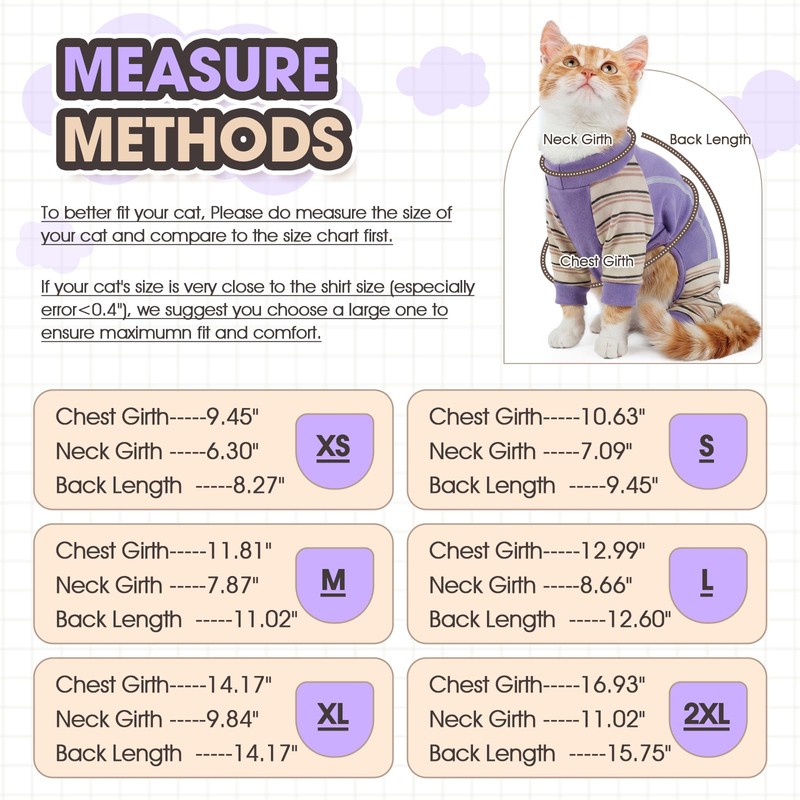 ADNIKIA Sticky Cat Clothes,Pajamas for Cats only,Soft Onesie,Purple M