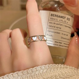 Stocking Stuffers Holiday Outfits for Women 2024 Heart Rings for Women Adjustable Rings Gold Heart Rings Cute Ring Valentine's Day Jewelry Gifts