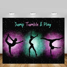 MEHOFOND 7x5ft Girls Gymnastics Backdrop Flip Tumble Jump And Play Photography Background Children Birthday Party Decoration Banner Studio Supplies
