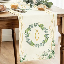 Table Runner Communion, Confirmation Decorative Table Runner, Christening Decoration Table Runner, Eucalyptus Green, Confirmation Table Decoration Fabric, First Communion Decoration, Party Tablecloth