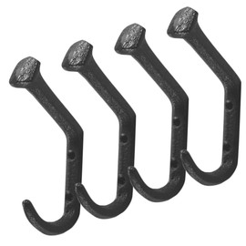 Ciieeo Railroad Spike Hooks 4pcs Coat Towel Door Cast Robe Pastoral Iron Farmhouse Retro Black Hooks Style Home Mounted Hanger