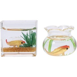 2Pcs 1/12 Scale Accessories Dollhouse Fish Tank, Miniature Fish Bowl Miniature Dollhouse Accessories for Garden Scene Decor Desktop Ornaments, Dollhouse Decor, Decorations