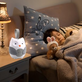 Fishlead Máquina Portátil de Ruido Blanco para Dormir de Bebés, Máquina de Ruido Blanco de Búho, Máquina de Sonido de Viaje para Niños, Correa de Silicona para Bebés y Adultos, Apagado Automático (A)