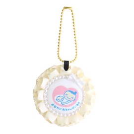 TOA ROSETTE toamwg-02 Maternity Mark Maternity Key Chain Double-Sided Pregnancy Celebration Mark Pearl Charm Stylish Present Ribbon Simple Adult Cute Baby Pregnancy Amulet Beige, beige