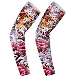 Arm Sleeves Tatoo Sleeves,Sun Protection Arm Heat Dissipation - Protective Tatoo Guards Sun Compression Long Cover, Ice Silk Warmer Body Art for Driving Cycling Run