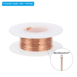 PATIKIL 164 Feet 99.9% Solid Bare Copper Wire, 30 Gauge Pure Copper Wire 0.25mm Soft Beading Wire Metal Plant Stem Ties for Jewelry Craft (50m)