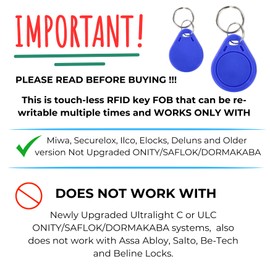 RFID Key FOB (Blue), Total 50 pcs Per Pack. Round Key FOB for Hotels, Apartments, and Office Buildings, Compatible with Kaba, Saflok, Onity, Miwa, Ilco and Secure Locks Only