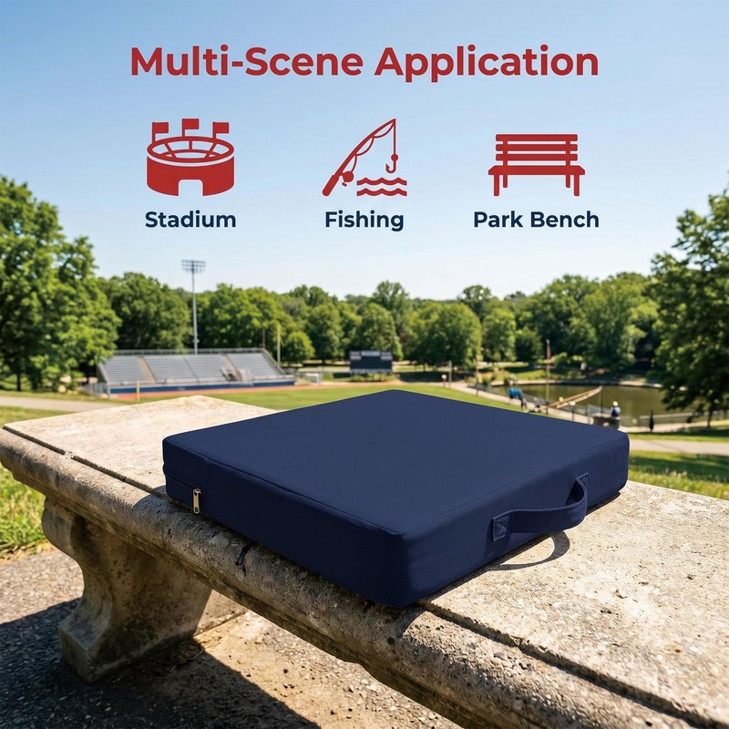 2Pcs Stadium Seat Cushions, Extra Thick 3.15" High-Density Foam Bleacher