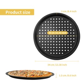 KEJJNYER 2 Pack 12 Inch Pizza Pan with Holes, Round Pizza Pan NonStick, Carbon Steel Pizza Tray Pizza Baking Pan for Oven