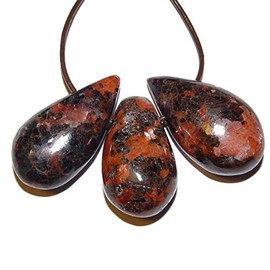 Garnet Amphibolite Pendant Tumbled Stone with 2.5 mm Hole Approx. 35 x 20 mm (4152)