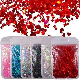 LoveOurHome Resina holográfica de uñas de 2.16 oz con purpurina en copos de San Valentín, mariposa, corazón, brillos, manualidades, lentejuelas, confeti, manicura, decoración para uñas acrílicas, maquillaje, resina