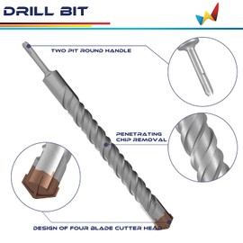 Windscreen4less 1-1/4" SDS Plus Hammer Drill Bit for Concrete Cement Rotary Masonry Hammer
