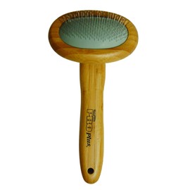 Burgham Pro Plus Grooming Brushes for Dogs, Soft Slicker Brush, Professional Pet Grooming Tool with Stainless Steel Pins & Crafted Bamboo Handle for Comfort & Control (small)