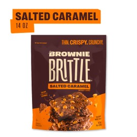 Brownie Brittle – Salted Caramel Thin and Crispy Sweet Snacks (Pack of 1, 14 oz), Rich Gourmet Brownie Bites Dessert