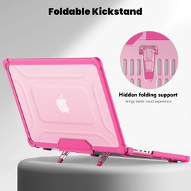 Batianda for New MacBook Pro 14 inch Case 2024 M4 2023 M3 with M2 M1 Pro Max Chip- Full Protection Anti-Collision Design Foldable Stand TPU Bumper - Durable Scratch-Resistant Conjointly, Pink
