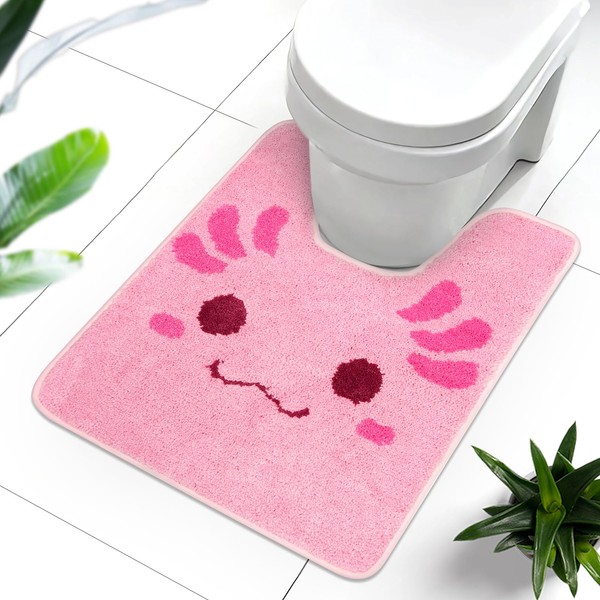 NIGOWAYS Toilet Rug - Pink Axolotl Rugs U Shaped Washable,Soft