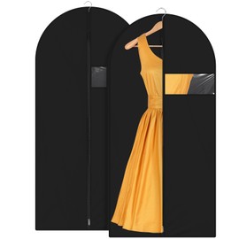 Garment Bag Black for Hanging Clothes, 24 X 55 Inches Breathable Garment Covers for Dance Costume Gowns Winter Long Coats, Black Garment Bags PEVA Jacket Covers for Closet Shirts Travel Storage