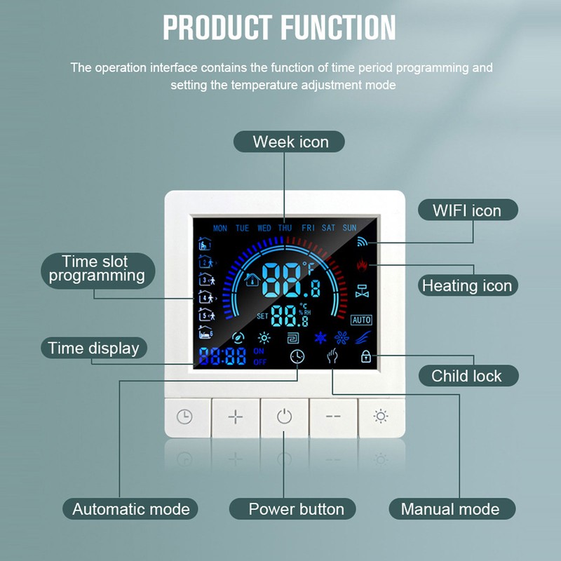 Programmable Smart Thermostat Electric Heating Smart Thermostat Digital LCD Display