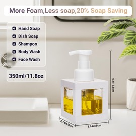 Segbeauty 11.84oz Empty Soap Dispenser White, 3Packs Leak-Proof Hand Soap Bottle Bathroom, 350ml Dish Dispensers for Kitchen Sink, Refillable Plastic Foam Dispenser with Pump and Labels