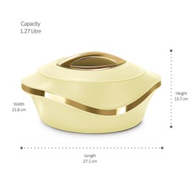 Casserole set | Inner Stainless Steel Casserole | Keeps Food hot & Fresh Chapati, Roti, Biryani | Kitchen Item Set of 1 Jumbo Casserole (Ivory 1500 ml)