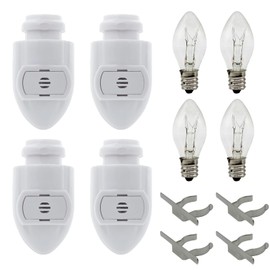 Creative Hobbies Auto On Sensor Plug in Night Light Module Includes 4 Bulbs and 4 Metal Clips, Great for Making Your Own Decorative Night Lights, Pack of 4 (White Sensor)