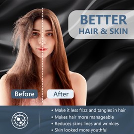 WLOSJ 100% Silk Pillow Cases Queen Size Mulberry Silk Pillowcase for Hair and Skin 22 Momme Highest Grade 6A Silk with Hidden Zipper 20 x 30 Inches 1PC, Black