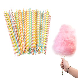 100 PCS Cotton Candy Cones, 13.8 Inch Disposable Cotton Candy Sticks for Making Floss Sugar, Random Color Paper Hollow Stick for Birthday, Wedding, Party and Fun Event Treats