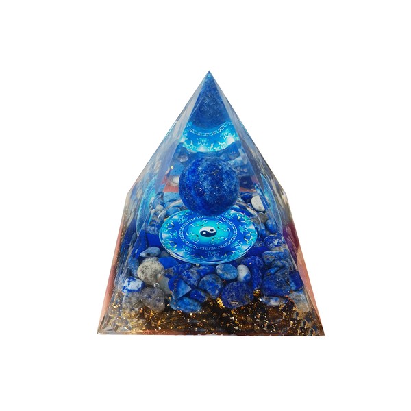Orgonite Pyramid Healing Stone - Crystal Chakra Reiki Tree Life Ornament Symbolizes Career Breakthrough Happiness Safety Health Positive Healing Gift - 6cm