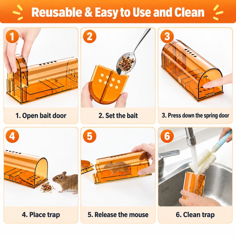 Reusable Live Catch Mouse Trap for Rodent Control – No-Kill