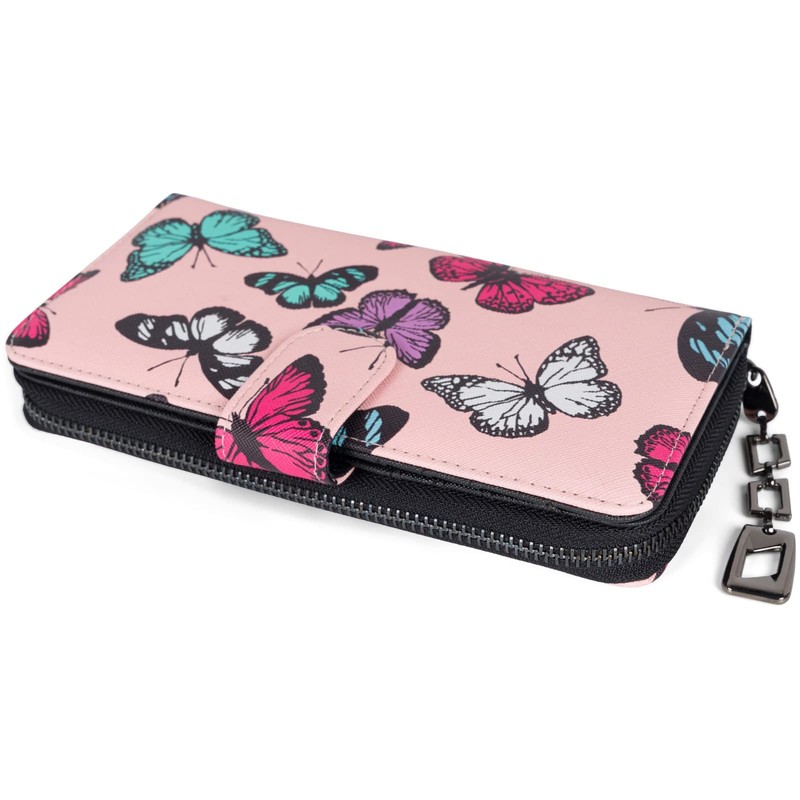 styleBREAKER 02040156 Women's Purse with Colourful Butterfly Pattern, Vintage Design,