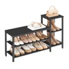 YATINEY 3-Tier Shoe Rack Bench, Wooden Shoe Storage Bench, Industrial
