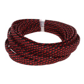 MOCNT 3 mm PET Expandable Braided Cable Tube Flexible Self-Closing Cable Protection Cable Management Sleeve Braided Hose Insulation Hose Pipe Car Black Red 10 m