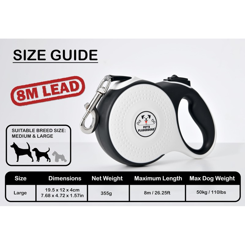 Pet's Playground Retractable Leash | Extendable Dog Lead - 8M
