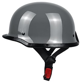 German Style Motorcycle Helmet,Heavy Duty Oversized Half Helmet Open Face DOT Approved, Suitable for Men with Large Head Circumference (Gray, Medium)