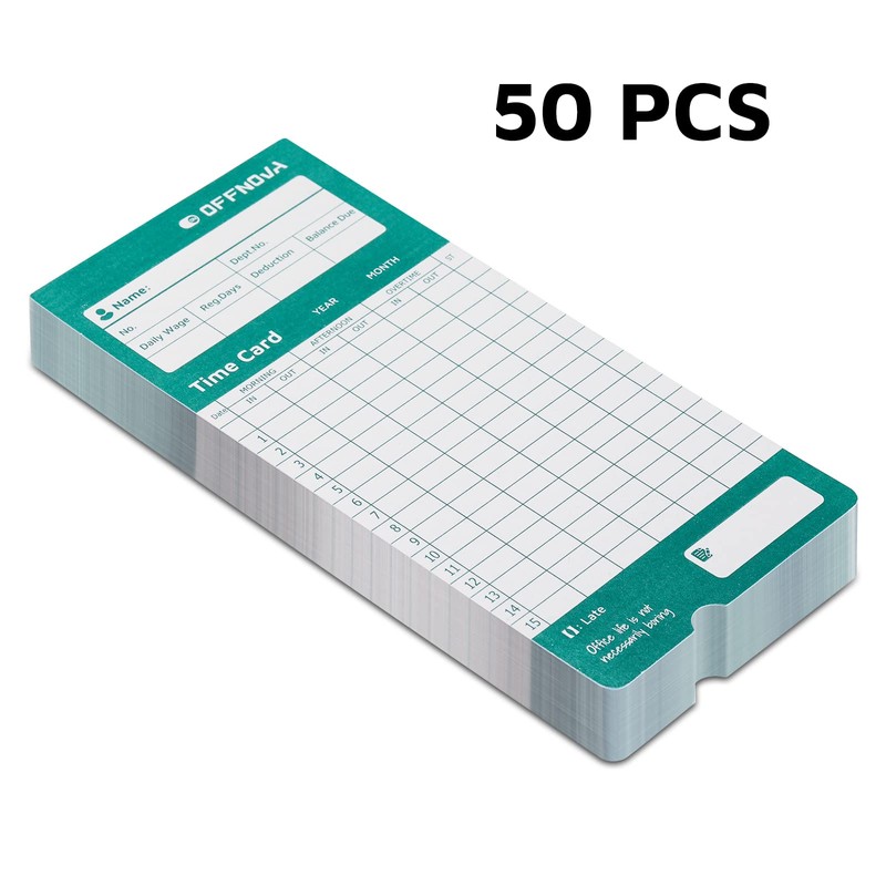 OFFNOVA Thermal Time Cards, Double-Sided Monthly Time Cards for IN/OUT