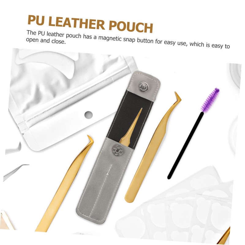 TOVINANNA 3pcs Eyelash Tweezers Case Lash Tweezers Pouch for Travel