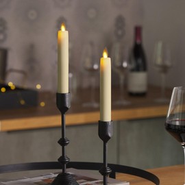 Luminara - Flameless Battery Operated Taper Candle - Ivory - Pack of 2-1x6 inch - LED Flickering Flame - Realistic Safe for Home Kids and Pets